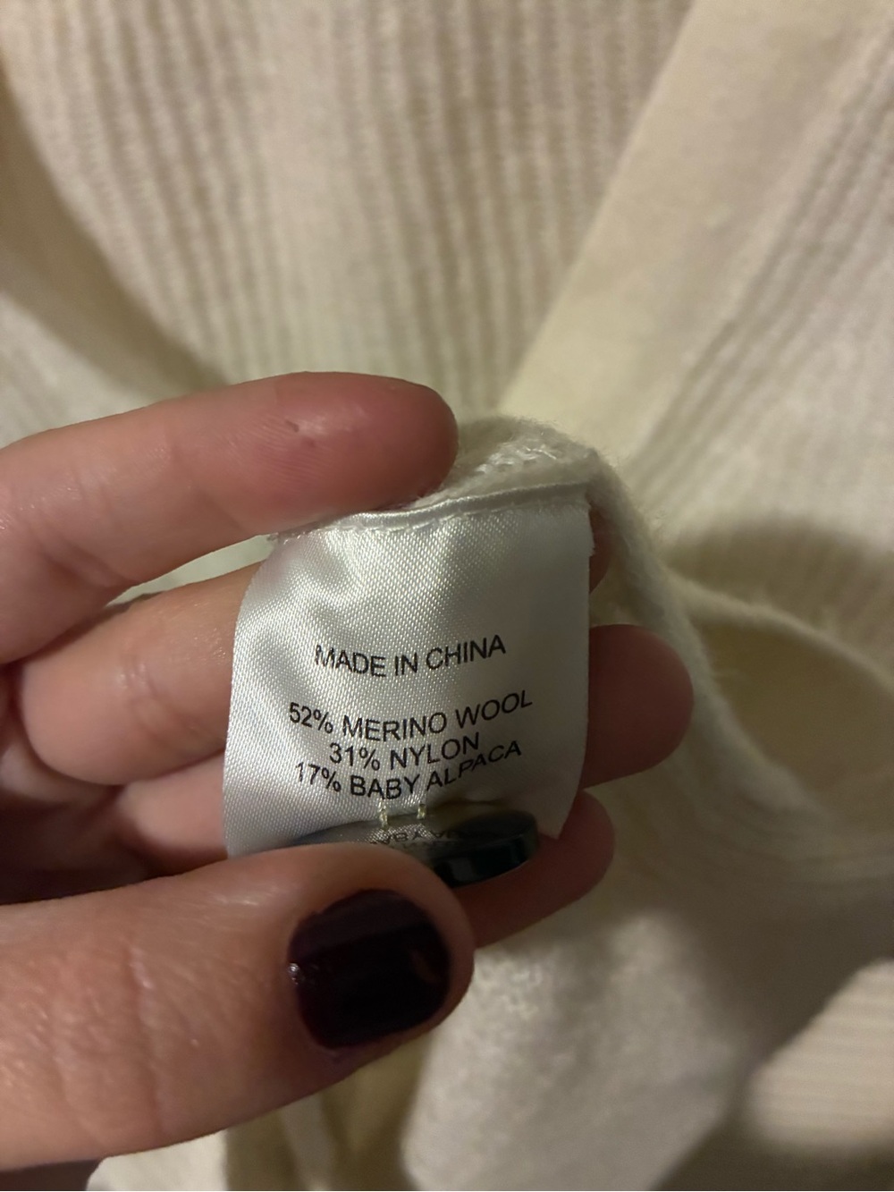 Quince Cream V-Neck Button Front Cardigan - Picture 4 of 5